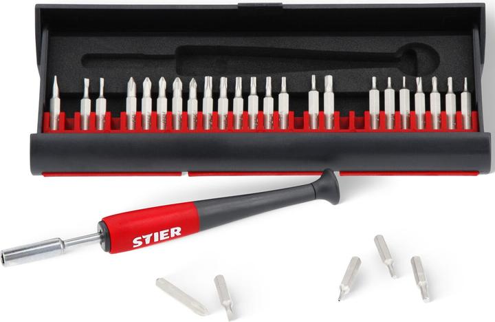 Produktbild Stier Feinmechaniker-Schraubendrehersatz 29-teilig (Schlitz, Innensechskant, 5-Stern, Pin-torx, Pozidriv-Kreuzschlitz (PZ))