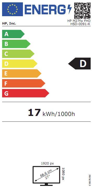 Energy Label HP M27fw (1920 x 1080 pixels, 27")