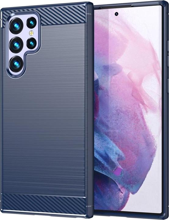 Produktbild Cover-Discount Galaxy S22 Ultra - Metall Carbon Look Hülle blau (Samsung Galaxy S22 Ultra)