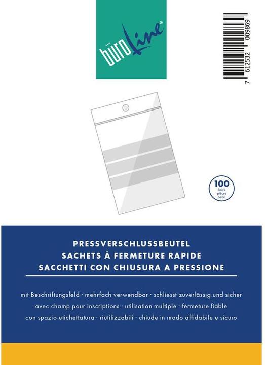 Produktbild BüroLine Pressverschluss Beutel 220x305mm mit Beschriftungsfeld (10 Stück)