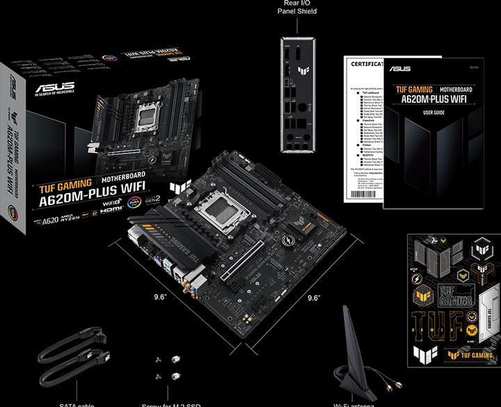 Produktbild ASUS TUF GAMING A620M-PLUS WIFI (AM5, AMD A620, mATX)