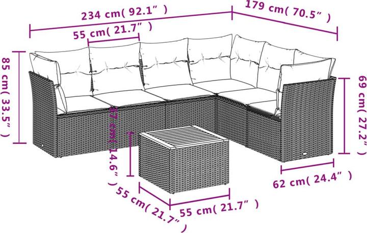 Image du produit VidaXL Meuble de jardin Canapé Salon de jardin Ensemble de jardin 7 pièces Beige