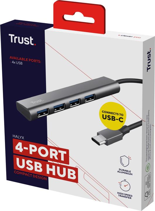 Image du produit Trust HALYX 4 PORT USB-C 3.2 GEN1 HUB (USB-C, 4 Ports)