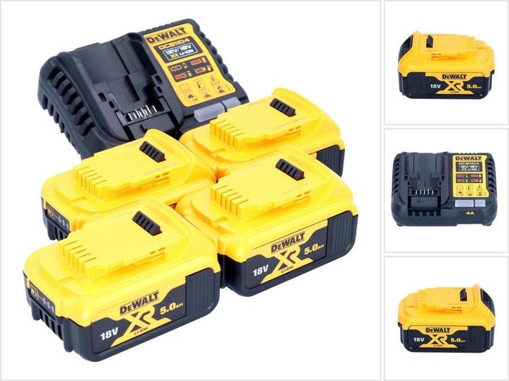 DeWalt DCB 1104 P4 Akku Starter Set 12 V / 18 V 4x Akku 5,0 Ah + DCB 1104 Ladegerät (18 V)
