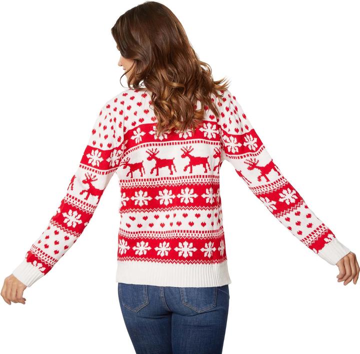 Produktbild tectake Weihnachtspullover Winterzauber weiss-rot für Frauen (M)