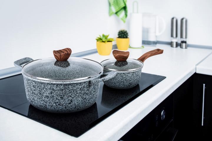 Produktbild Promis Pot set with brown handles, 8 items (GR (Kochtopf, Aluminium, Edelstahl)