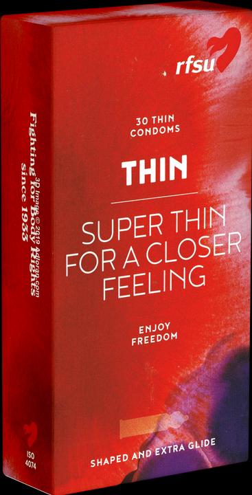 Produktbild rfsu Thin, 30 extra dünne Kondome, 53mm Breite, Silikonöl, Naturkautschuklatex, intensives Gefühl (30 Stk.)