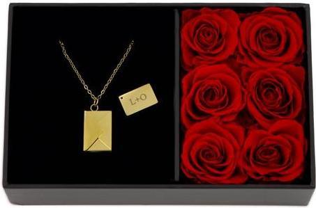 Produktbild TOP Personalisierbare Halskette Briefumschlag gold in Rosenbox