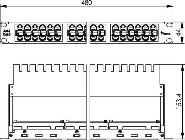 Produktbild Telegärtner AMJ Module K Cat.6 - Patch Panel - RJ-45/RJ-11/RJ-12 X 48 - Schwarz (Patch Panel)