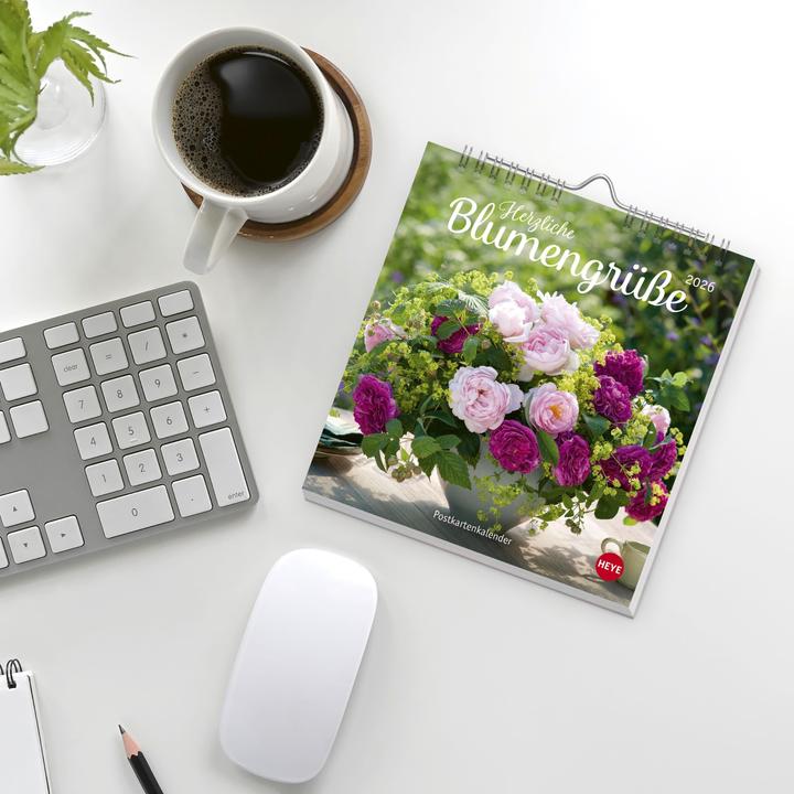Productafbeelding Herzliche Blumengrüsse Postkartenkalender 2026 (Hardcover, Duits)