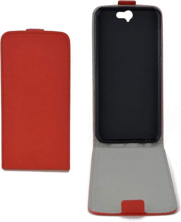 Produktbild König Design Flip Schutz Handy Hülle HTC One A9 Rot Leder Imitat Slim Flex Schale Bumper Neu (HTC One A9)