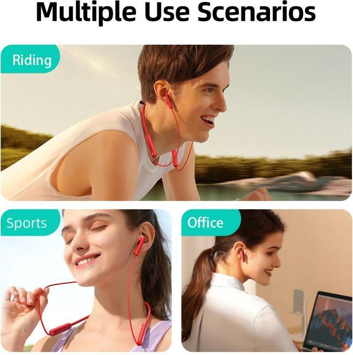 Actual product image Joyroom Magnetic Wireless Neckband Headphones, JR-DS1, (red) (20 h, Wireless)