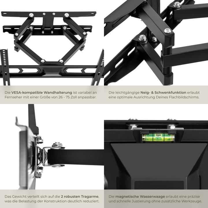 Produktbild tectake TVWandhalterung (Wand, 55", 60 kg)