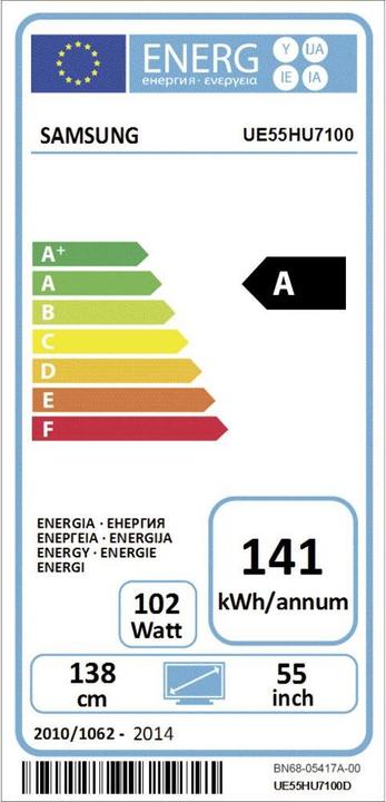 Energie-Label Samsung Ue55hu7100 (55", 4K)