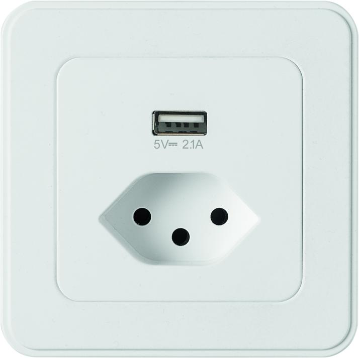 Mica UP Steckdose T13 weiss mit USB Lader 2.1A