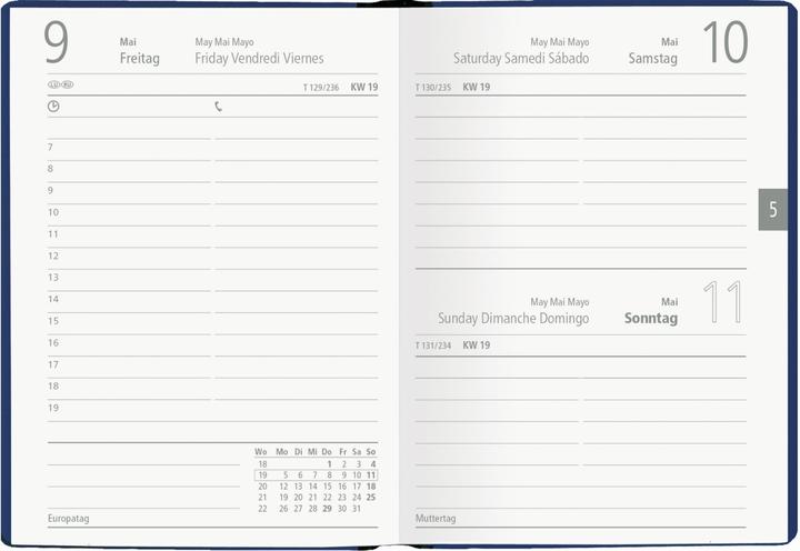 Nährwerte und Zutaten Taschenkalender 2025 blau, 10,2x14,2cm, Taschenplaner mit 400 Seiten im flexiblem (10 x 14 cm, Deutsch)