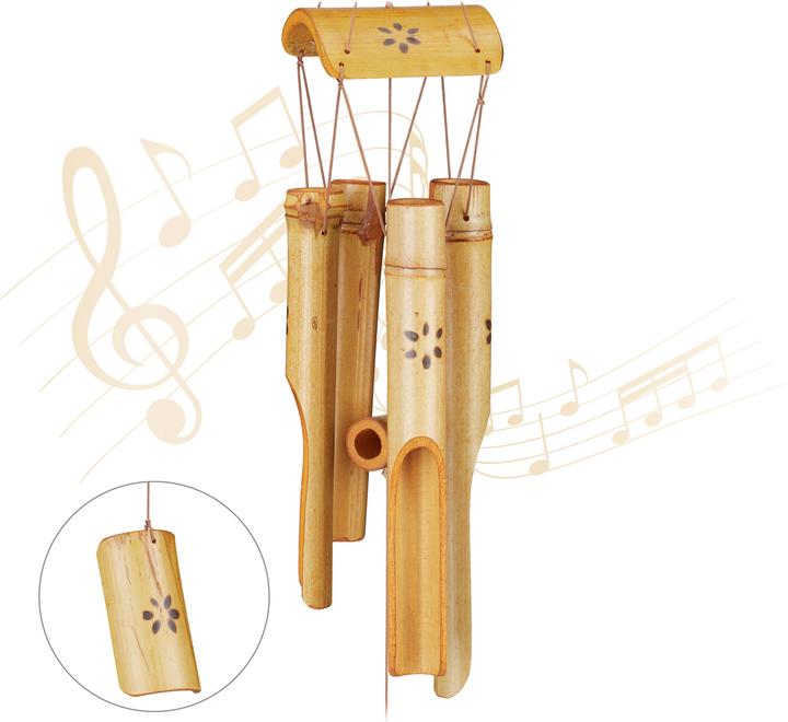 Image du produit Relaxdays Carillon et moulin à vent, bambou