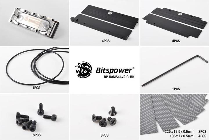 Produktbild Bitspower Universal RAM Module Water Cooling Set for 4 Banks 4-DIMMs V2 Clear