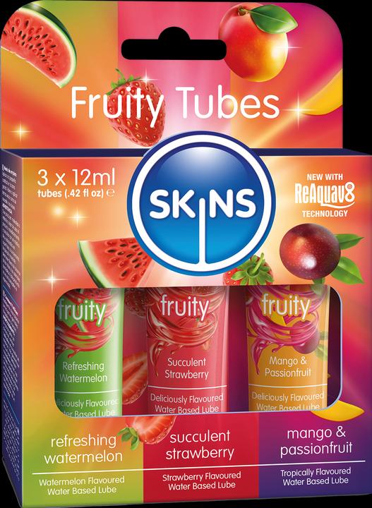 Actual product image Skins Fruity Tubes lubricant range - 3x12ml, vegan (36 ml)