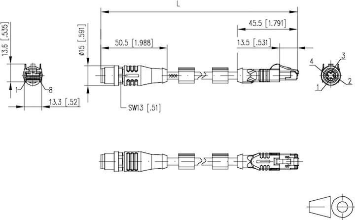 Produktbild Metz Connect 142M1D15100 Verbindungsleitung M12- RJ45 4-polig D-kodiert AWG 22 10m - Kabel - (F/FTP, CAT5e, 10 m)