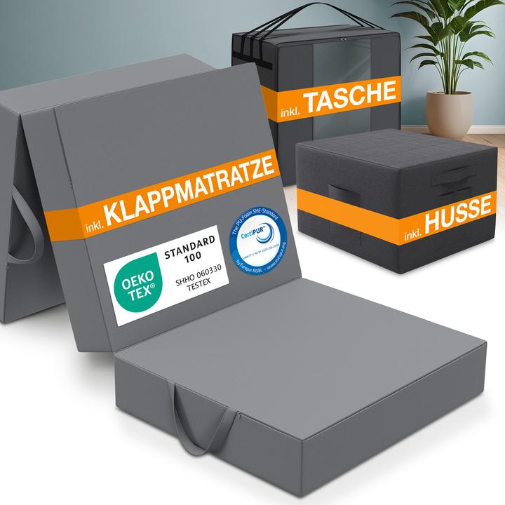 Bestschlaf Klappmatratze inkl. Husse & Transporttasche (90 x 200 cm, Nucleo di schiuma)