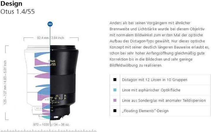 Produktbild Zeiss Otus T Objektiv 55mm, f/1.4, Canon (Canon EF, Vollformat)