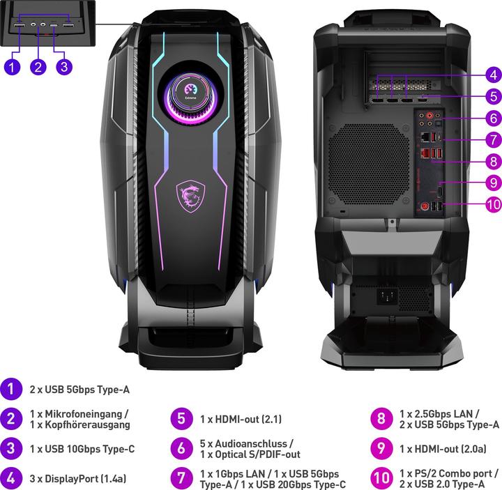 Image du produit MSI MEG Aegis Ti5 (Intel Core i7-13700KF, 32 Go, 1000 Go, GeForce RTX 4070 Ti)