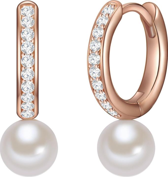 Immagine prodotto Valero Pearls Donna Argento Cubic Zirconia Perla d'acqua dolce coltivata Oro rosa - 11884 (Argento 925)
