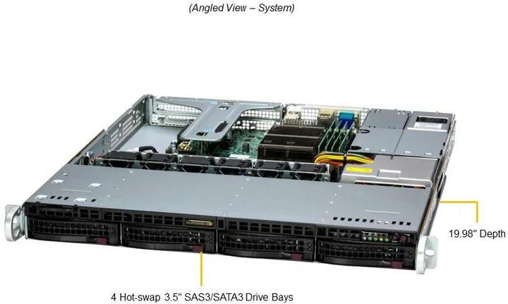 Produktbild Supermicro 1U E-2456 6C/12T 2x16GB 480GB M.2 4x3.5" HS 600W