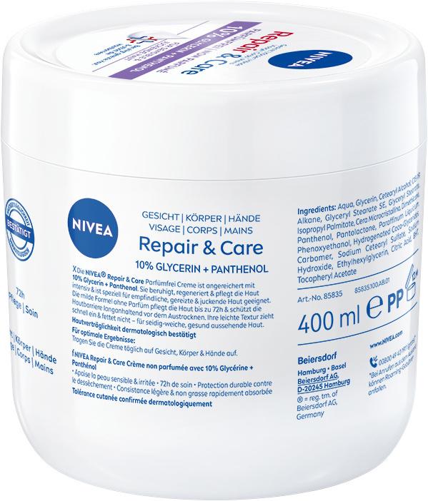 Immagine prodotto NIVEA Riparazione e cura Riparazione sensibile (Latte corpo, 400 ml)