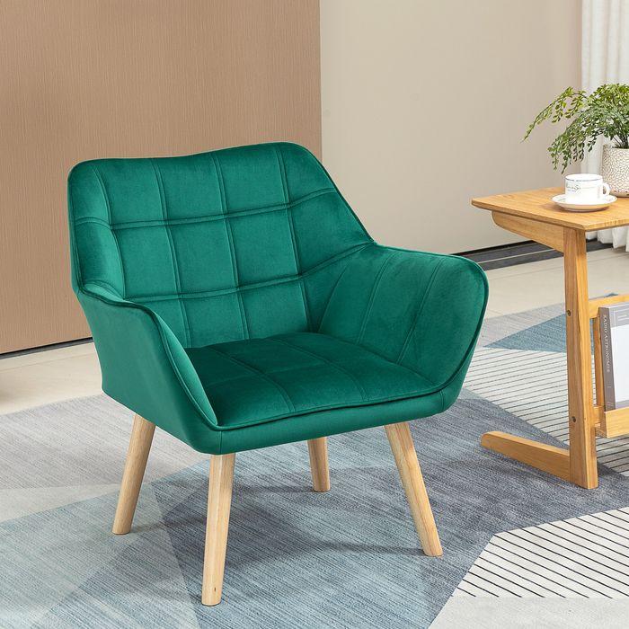Actual product image Swisshandel24 Single armchair Relax armchair with velvet look, raised legs Scandinavian upholstered armchair