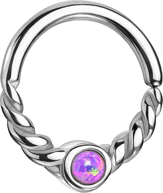Immagine prodotto Star Piercing Anello Micro Piercing in argento a mezza corda con Opale viola (Acciaio chirurgico 316L, senza ottone)