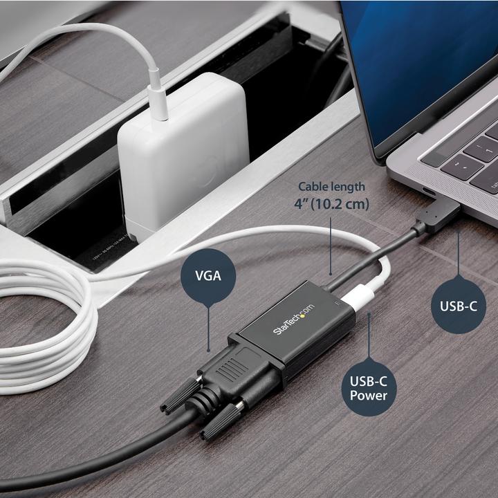 Produktbild StarTech USB-C To VGA - Power Delivery (USB Typ-C, VGA, 15 cm)