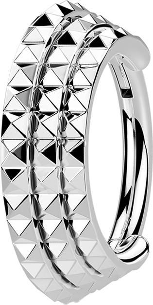 Produktbild Star Piercing Micro Segmentring klappbar silber seitlich drei linien Pyramiden (Chirurgenstahl 316L, ohne Messing)