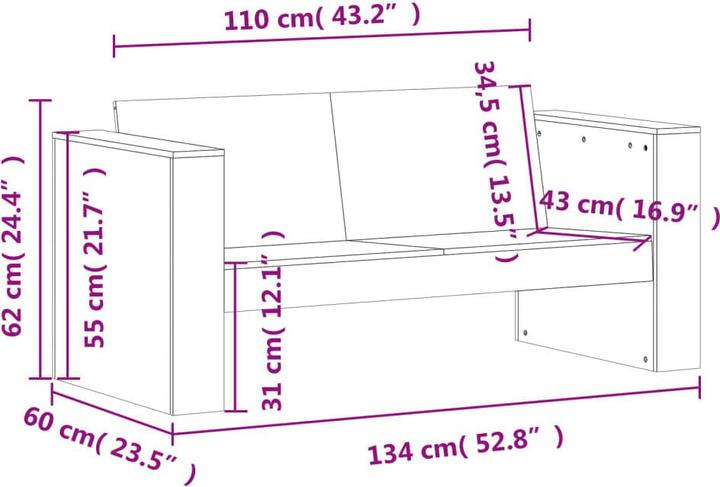 Actual product image VidaXL Garden sofa 2-seater