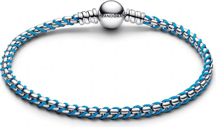 Produktbild Pandora Blaues Kordel-Kastenkettenarmband (19 cm, Silber 925, Textil)