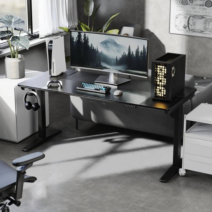 Actual product image Thunder X3 ThunderX3 LAB-X Gaming Table - Adjustable height Silent motor - Tempered Glass - with Mesh side...