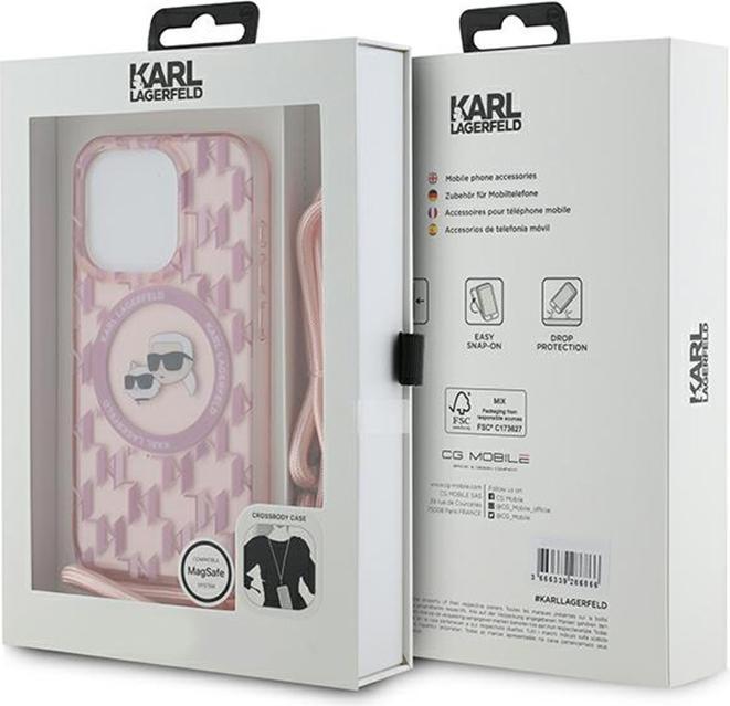 Productafbeelding Karl Lagerfeld KLHMP15XHCKCKLCP iPhone 15 Pro Max 6,7" różowy/roze hardcase IML Crossbody Monogram K (Apple iPhone 15 Pro Max)