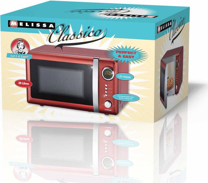 Actual product image Melissa Retro Microwave with 20Litre Volume, 700Watt - 5 Programs, Turntable - Red... (20 l)
