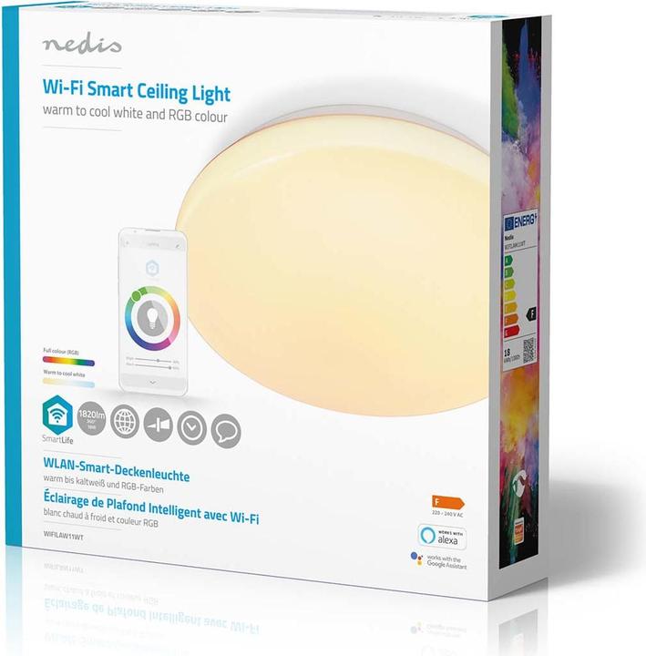 Image du produit Nedis SmartLife Plafonnier | Wi-Fi | RGB / Blanc chaud à froid | Rond | Diamètre : 260 mm | 18 (1820 lm)