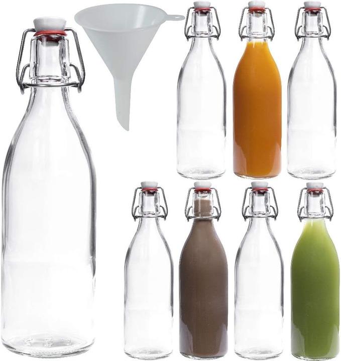 Produktbild Viva scandinavia Glasflaschen-Set mit Bügelverschluss (8 Stück, 0,5 L) inkl Trichter (8 Stk., 4 l)