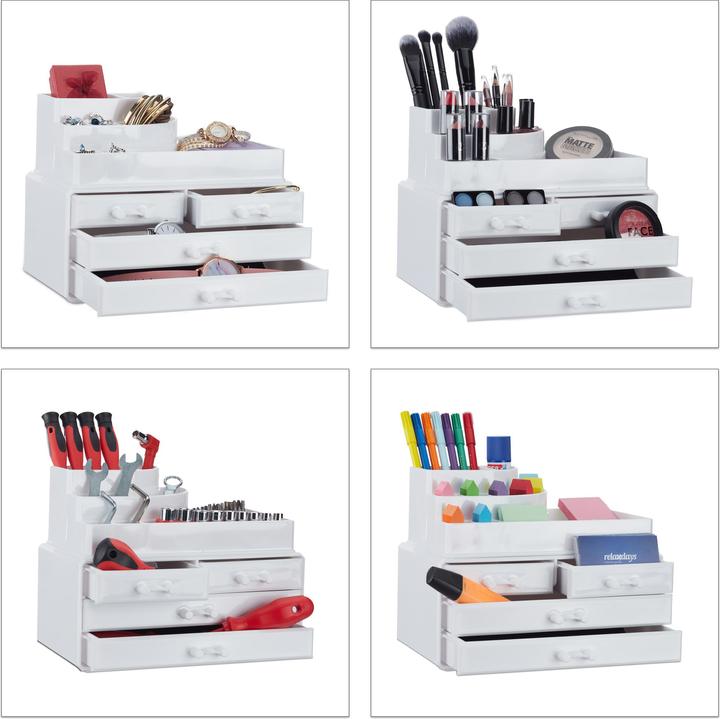 Actual product image Relaxdays Makeup Organizer with 4 Drawers