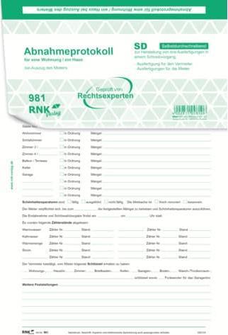 Produktbild Rnk Wohnungs Abnahmeprotokoll SD