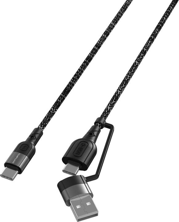Produktbild 4smarts USB-Ladekabel USB-C -USB-A/C 1.5 m, monochrom, Textil (1.50 m, USB 2.0, 60 W)