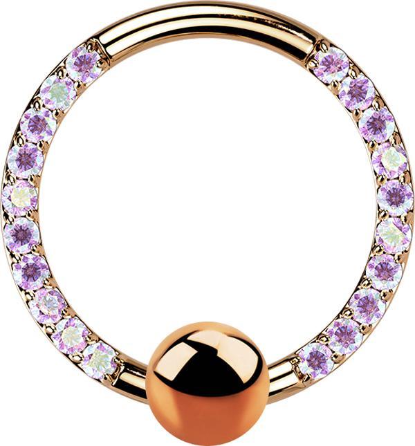 Produktbild Star Piercing Ball Closure Ring rosegold front Kristalle multicolor (ohne Messing, Titan G23)