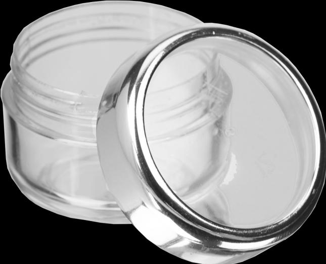 Immagine prodotto Vasetto per cosmetici, plastica, argento/vetro chiaro per 6 ml, Ø 2,9 cm, altezza: 2 cm