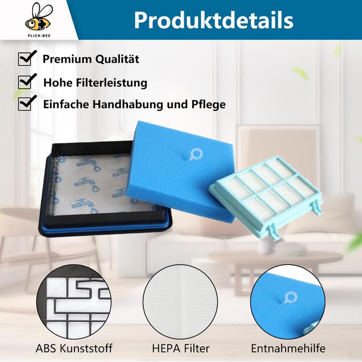 Produktbild Flickbee Filterset 3 in 1 für Philips PowerPro Compact wie FC8010/02