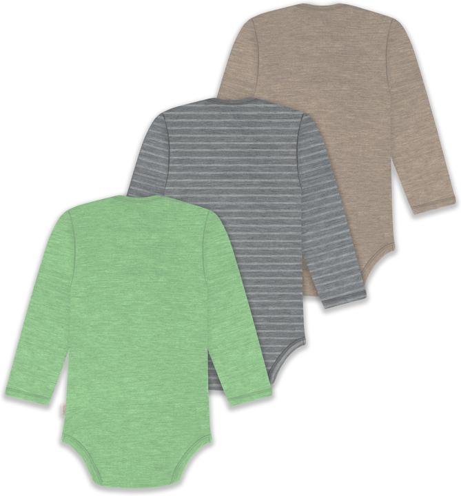 Actual product image Normani 3-pack baby merino bodysuit long sleeve "Auckland" - 9383 (74)
