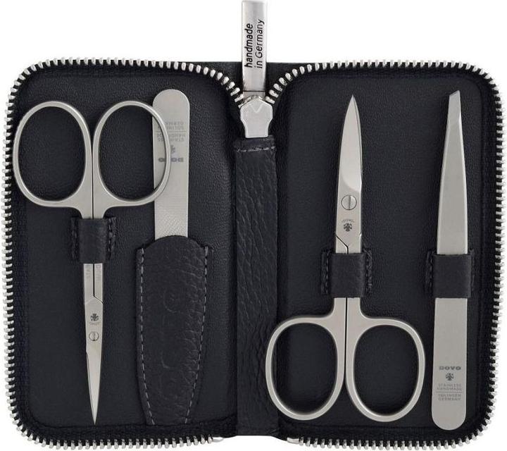 Dovo 6440186 Manicure Set No. 5, matt stainless, black leath