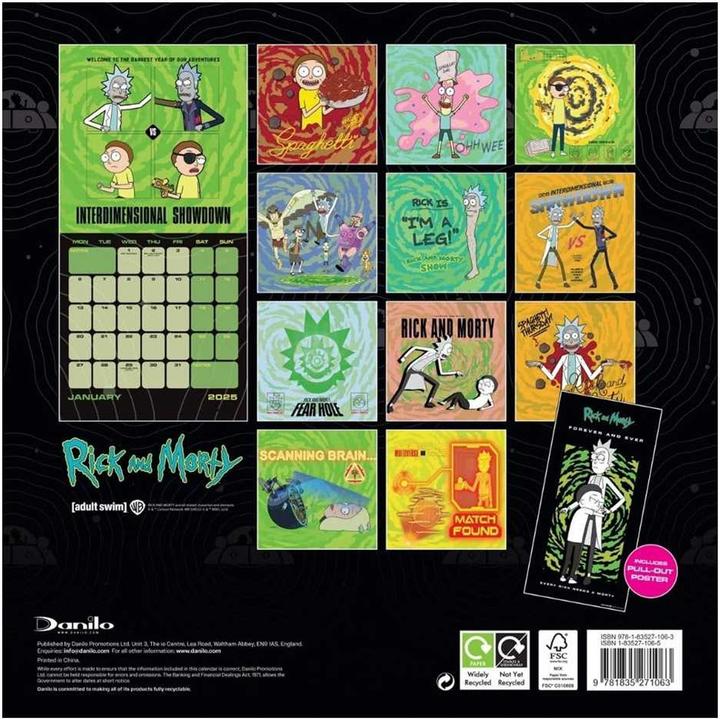 Image du produit Rick And Morty Calendrier mural carré 2025 (30 x 30 cm, Allemand)